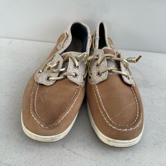 Sperry Top Sider Women's RoseFish Boat Shoe Size 8.5 Gold Metallic Brown Leather - Picture 3 of 8
